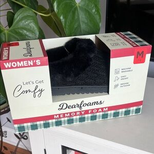 NWT Dearfoams Women's Black Memory Foam Slippers
